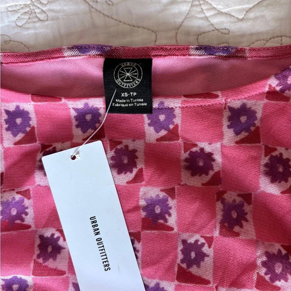 Urban Outfitters Mini Dress with Ruched Sides—Pink & Purple - Picture 3 of 8